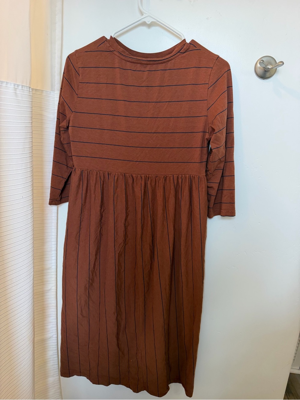 Women’s brown Striped Midi Dress - Casual Everyday Style